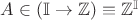 $A\in (\mathbb{I}\to\mathbb{Z}) \equiv \mathbb{Z}^\mathbb{I}$