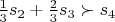 $ \frac{1}{3}  s_{2} +  \frac{2}{3} s_{3}  \succ  s_{4}   $