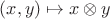$(x,y)\mapsto x\otimes y$ $(x,y)\mapsto x\otimes y$