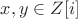 $x, y \in Z[i]$