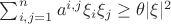 $ \sum_{i,j=1}^{n} a^{i,j} {\xi}_i {\xi}_j \ge \theta |\xi|^2 $