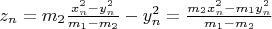$z_n=m_2\frac{x_n^2-y_n^2}{m_1-m_2}-y_n^2=\frac{m_2x_n^2-m_1y_n^2}{m_1-m_2}$