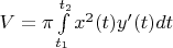 $V= \pi \int \limits_{t_1}^{t_2} x^2(t) y'(t) d t$