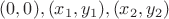 $(0, 0), (x_1, y_1), (x_2, y_2)$