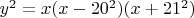 $y^2=x(x-20^2)(x+21^2)$