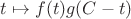 $t\mapsto f(t)g(C-t)$