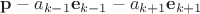 $\mathbf{p} - a_{k-1}\mathbf{e}_{k-1} - a_{k+1}\mathbf{e}_{k+1}$
