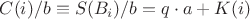 $C(i)/b\equiv S(B_i)/b=q\cdot a+K(i)$