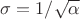 $\sigma=1/\sqrt{\alpha}$