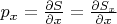 $p_x=\frac{\partial S}{\partial x}=\frac{\partial S_x}{\partial x}$