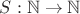 $S : \mathbb N\to\mathbb N$