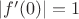 $|f'(0)|=1$