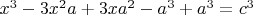 $x^3-3x^2a+3xa^2-a^3+a^3=c^3$