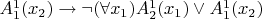 $A_1^1(x_2)\to \neg(\forall x_1)A_2^1(x_1)\vee A_1^1(x_2)$