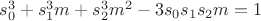 $s_0^3+s_1^3m+s_2^3m^2-3s_0s_1s_2m=1$