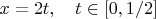 $x=2t,\quad t\in [0,1/2]$