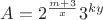 $A=2^\frac{m+3}{x}3^{ky}$