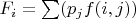 $F_i=\sum(p_j f(i, j))$
