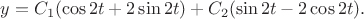 $y=C_1(\cos 2t+2\sin 2t)+C_2(\sin 2t-2\cos 2t).$ $y=C_1(\cos 2t+2\sin 2t)+C_2(\sin 2t-2\cos 2t).$