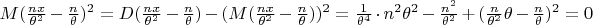 $M(\frac {nx} {\theta^2} - \frac n \theta)^2 = D(\frac {nx} {\theta^2} - \frac n \theta)-(M(\frac {nx} {\theta^2} - \frac n \theta))^2 = \frac 1 {\theta^4}\cdot n^2\theta^2 - \frac {n^2} {\theta^2} + (\frac {n}{\theta^2}\theta - \frac n \theta )^2=0$