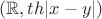 $(\mathbb{R}, th|x-y|)$
