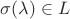 $\sigma(\lambda) \in L$