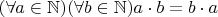 $(\forall a\in\mathbb{N})(\forall b\in\mathbb{N})a\cdot b=b\cdot a$