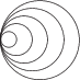$\setlength{\unitlength}{1pt}\begin{picture}(20,40)(0,20)
\put(20,0){\circle{40}}
\put(16,0){\circle{32}}
\put(12,0){\circle{24}}
\put(8,0){\circle{16}}
\put(4,0){\circle{8}}
\end{picture}$