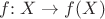 $f{:}\; X \to f(X)$