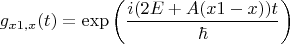 $$g_{x1,x} (t)=\exp{\left( \frac{i (2E+A(x1-x)) t}{\hbar} \right)}$$