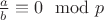 $\frac ab \equiv 0\mod p$