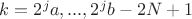 $k=2^ja,..., 2^jb-2N+1$