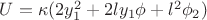 $U=\kappa (2y_1^2+2ly_1\phi+l^2 \phi_2)$