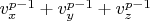 $v_x^{p-1}+v_y^{p-1}+v_z^{p-1}$