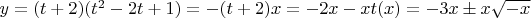 $y=(t+2)(t^2-2t+1)=-(t+2)x=-2x - xt(x)=-3x \pm x\sqrt{-x}$