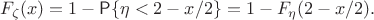 $$F_\zeta(x)=1-\mathsf P \{\eta < 2-x / 2 \} = 1 - F_\eta(2- x / 2).$$