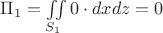 $\Pi_1=\iint\limits_{S_1}0\cdot dxdz=0$