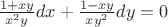 $\frac {1+xy} {x^2y} dx+\frac {1-xy} {xy^2} dy=0$