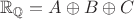 $\mathbb{R}_\mathbb{Q} = A \oplus B \oplus C$