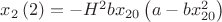 $x_{{2}} \left( 2 \right) =-{H}^{2}bx_{{20}} \left( a-b{x}^{2}_{20} \right)$