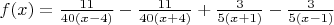$
f(x) = \frac {11}{40(x-4)} - \frac {11}{40(x+4)} + \frac {3}{5(x+1)} - \frac {3}{5(x-1)}
$