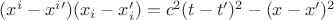 $(x^i-x^{i}')(x_{i}-x_{i}')=c^2(t-t')^2-(x-x')^2$