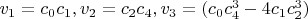 $v_1=c_0 c_1, v_2=c_2 c_4, v_3=(c_0 c_4^3-4 c_1 c_2^3)$