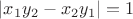 $\left\lvert x_1 y_2 - x_2 y_1\right\rvert = 1$