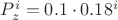 $P_z^i=0.1 \cdot 0.18^i$