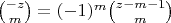 ${-z \choose m}= (-1)^m{z-m-1 \choose m} $