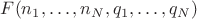 $F(n_1, \dots, n_N, q_1, \dots, q_N)$