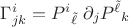 $\Gamma^i_{jk}=P^i{}_{\tilde \ell}\;\partial_j P^{\tilde \ell}{}_k$