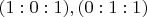 $(1:0:1), (0:1:1)$