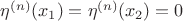 $\eta^{(n)}(x_1)=\eta^{(n)}(x_2)=0$